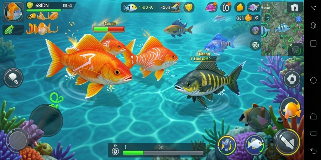 Screenshot menampilkan aksi seru dalam gameplay Tembak Ikan 68IDN.