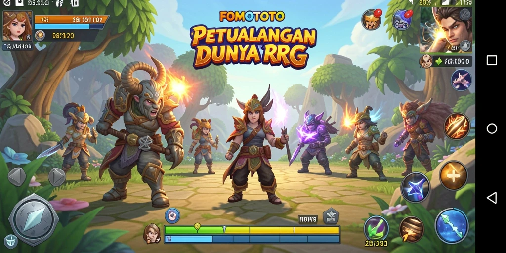 Tampilan gameplay seru dalam FOMOTOTO dengan aksi RPG mendebarkan.