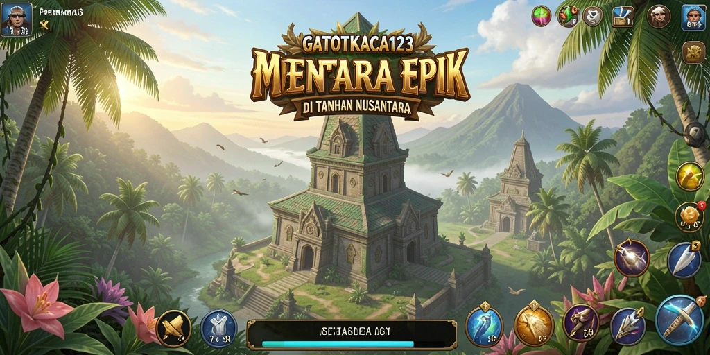 Menampilkan gameplay seru GATOTKACA123 dengan strategi Tower Defense.
