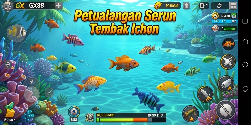 Screenshot menampilkan aksi seru dalam gameplay Tembak Ikan GX88.