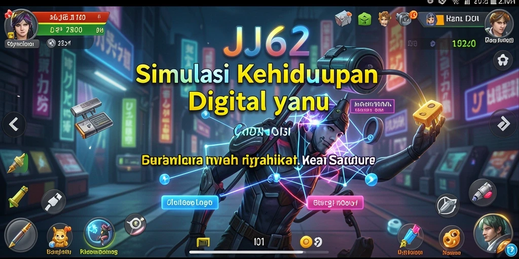 Screenshot utama JJ62 yang menampilkan gameplay simulasi kehidupan.
