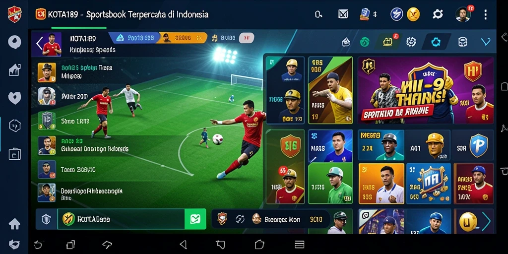 Tampilan aplikasi KOTA189 dengan berbagai opsi taruhan olahraga.