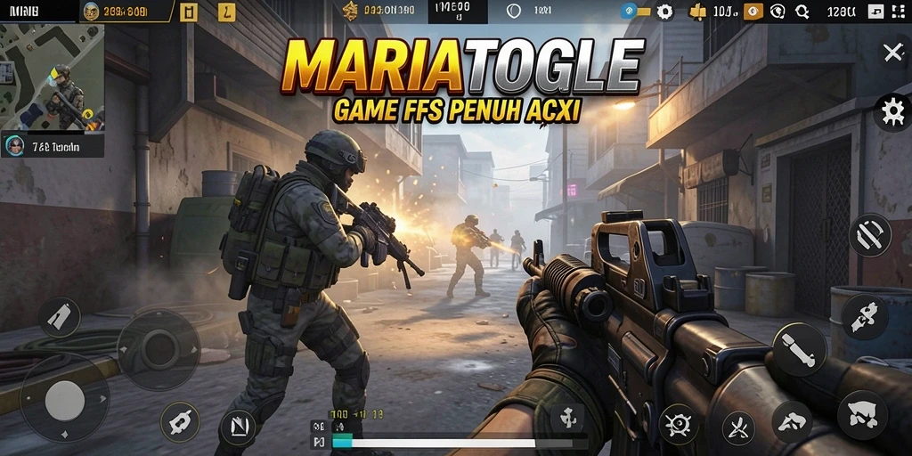 Tangkapan layar game MARIATOGEL menampilkan aksi menembak yang mendebarkan.