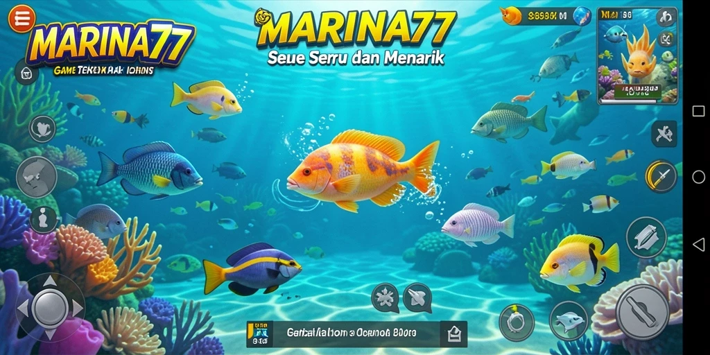 Tangkap ikan-ikan berwarna-warni dalam gameplay seru MARINA77.