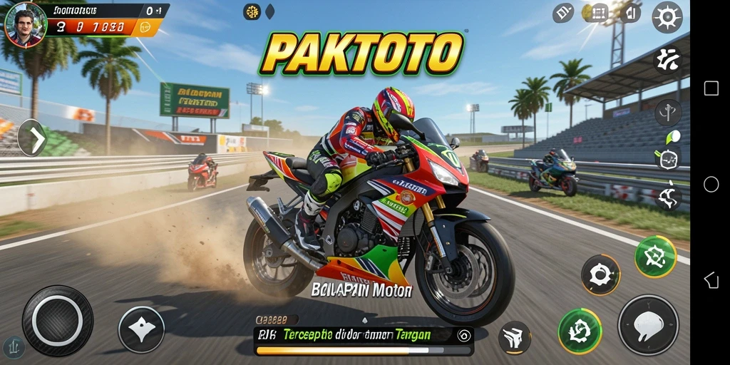 Tampilan gameplay PAKTOTO yang mendebarkan saat balapan motor