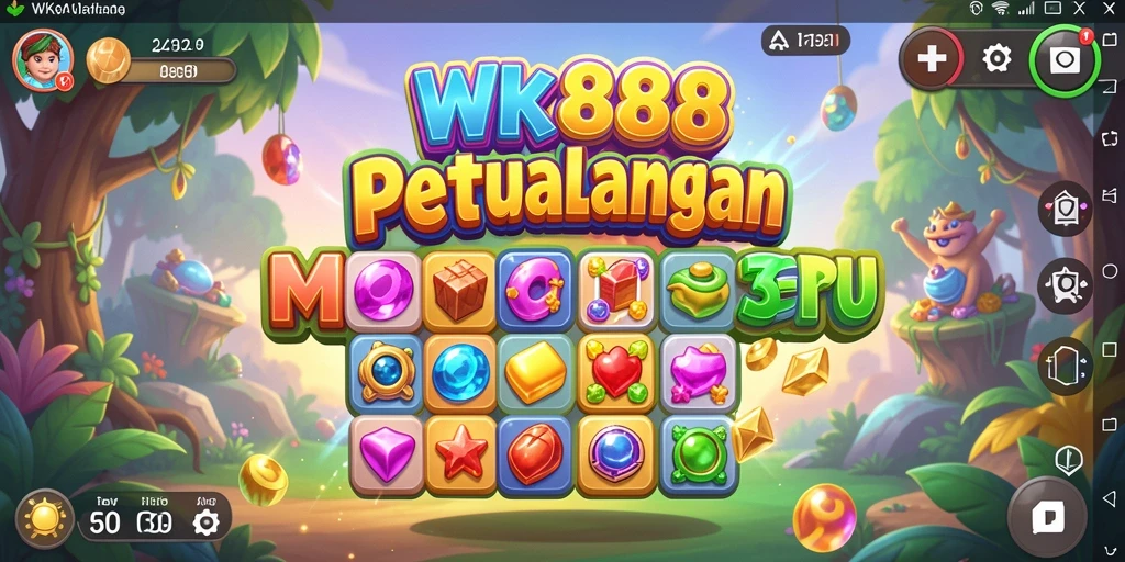 Tampilan menarik dari gameplay Match-3 di WK888.